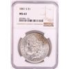 Image 1 : 1881-S $1 Morgan Silver Dollar Coin NGC MS63 Nice Toning