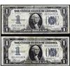 Image 1 : Lot of (2) 1934 $1 Funnyback Silver Certificate Notes