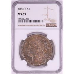 1881-S $1 Morgan Silver Dollar Coin NGC MS63 Nice Toning