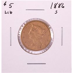 1886-S $5 Liberty Head Half Eagle Gold Coin