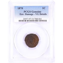 1870 Indian Head Cent Coin PCGS VG Details