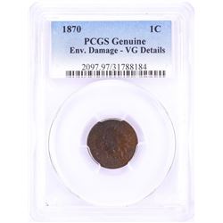 1870 Indian Head Cent Coin PCGS VG Details