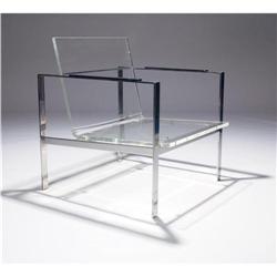 American - Stainless steel and Lucite armchair