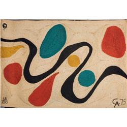 Alexander Calder - "Turquoise" handwoven maguey jute fiber tapestry