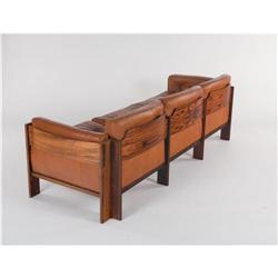 Danish Modern - Rosewood and leather sofa with 3 chairs