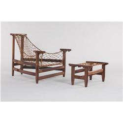 Jean Gillon - Rosewood chair and ottoman