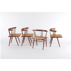 George Nakashima - Group of 4 "Grass-Seated" chairs