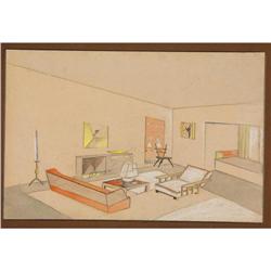 Jock Peters - Pair of Interior Drawings