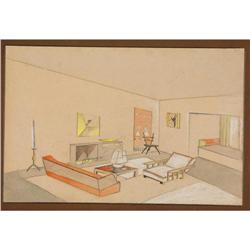 Jock Peters - Pair of Interior Drawings