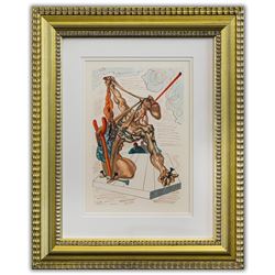 Salvador Dali- Original Color Woodcut on B.F.K. Rives Paper "Inferno 29"