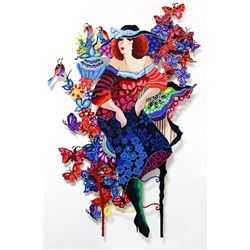 Patricia Govezensky- Original Painting on Cutout Steel "Lady in Blue"