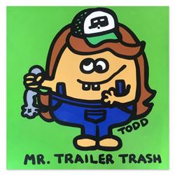 Todd Goldman, "Mr Trailer Trash" Hand Signed Original Painting on Canvas with Letter of Authenticity