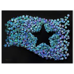 Patricia Govezensky- Original 3D Metal Art on Wood "Flag of Star"