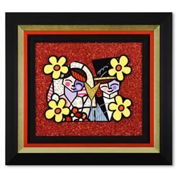 Romero Britto, "Spring Love" Framed Original Mixed Media on Board, Hand Signed with Certificate of o