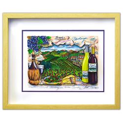 Charles Fazzino- 3D Construction Silkscreen Serigraph "A Tasting in Wine Country"