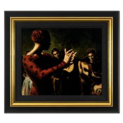 Fabian Perez, "Study Tablado Flamenco V" Framed Hand Textured Limited Edition Giclee on Board. Hand 