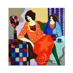 Itzchak Tarkay (1935-2012), One-of-a-Kind Acrylic Over Paint on Wood Panel, Hand Signed with Letter 