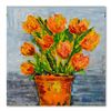 Image 1 : Elliot Fallas, "Impasto Orange Floral" Original Oil Painting on Gallery Wrapped Canvas, Hand Signed 