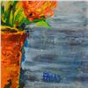 Image 2 : Elliot Fallas, "Impasto Orange Floral" Original Oil Painting on Gallery Wrapped Canvas, Hand Signed 
