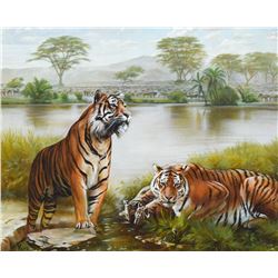 Vera V. Goncharenko- Original Giclee on Canvas "Family Time"