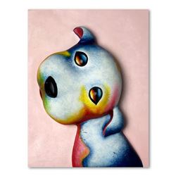 Wang, "Angel (Pink)" Hand Painted Limited Edition Bas Relief Sculpture, Numbered 15/99, Hand Signed 