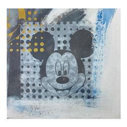 Gail Rodgers, "Mickey Mouse" Hand Signed Original Hand Pulled Silkscreen Mixed Media on Canvas with 
