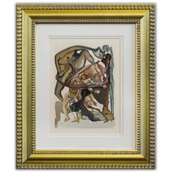 Salvador Dali- Original Color Woodcut on B.F.K. Rives Paper "Inferno 11"