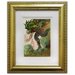 Salvador Dali- Original Color Woodcut on B.F.K. Rives Paper "Inferno 31"