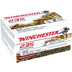 Winchester USA 22 Long Rifle 36 Grain Plated Lead Hollow Point - 235 Rds