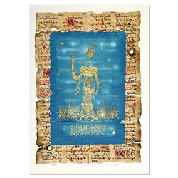 Moshe Castel, "Moses" Limited Edition Gold Embossed Serigraph with Letter of Aut