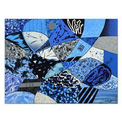 Tom Pergola, "Black, Blue and White" Original Acrylic Painting on Gallery Wrappe