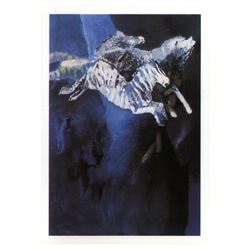 Edwin Salomon, "Zebras in Blue" Hand Signed Limited Edition Serigraph with Lette