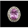 Image 2 : 14KT White Gold 16.20 ctw Kunzite and Diamond Ring
