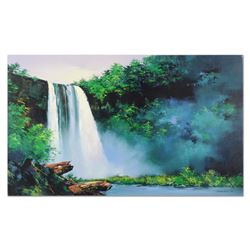 Thomas Leung, "Wailua Falls" Hand Embellished Limited Edition on Canvas, Numbere