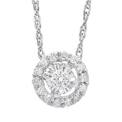 14K White Gold 0.10 ctw Diamond Pendant Necklace, (SI3/SI3/H-I)