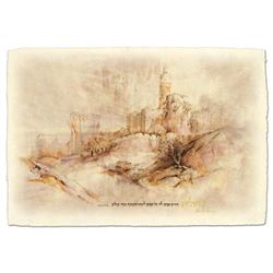 Brachi Horen, "Migdal David" Hand-Embellished Mixed Media with Goldleaf, Hand Si