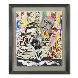 Nastya Rovenskaya, "Einstein's Placard" Framed Unique Mixed Media, Hand Signed w