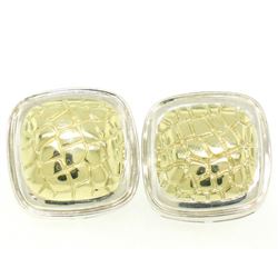 Krypell Sterling Silver & 14k Yellow Gold Square Cushion Python Pattern Earrings