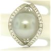 Image 8 : 14k White Gold Large 14.5mm Tahitian Pearl Solitaire Ring w/ 2.00 ctw Pave Diamo