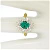 Image 4 : 18k Yellow Gold 1.83 ctw Oval Colombian Emerald Solitaire Dual Diamond Halo Ring