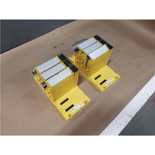 (2) FANUC A03B-0819-C002 (ABU05A) "5 SLOT" I/O MODULE BASE W/ MODULES *SEE PICS FOR DETAILS*