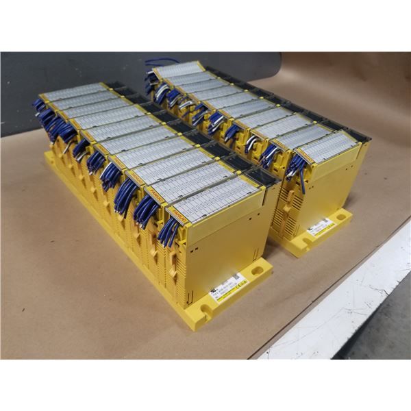 (2) FANUC A03B-0819-C001 (ABU10A) "10 SLOT" I/O MODULE BASE W/ MODULES *SEE PICS FOR DETAILS*