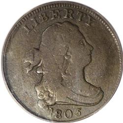 1805 1/2 C Small 5, Stems Fine 12 PCGS. B-3, C-3, R.4.