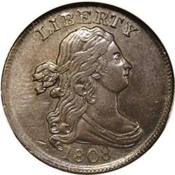 1808 1/2 C AU58 NGC. C-3, B-3, R.1. The second 8 in th