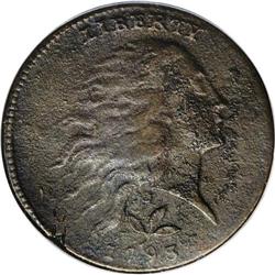 1793 1C Wreath Cent--Vine and Bars, Corroded--NCS. XF