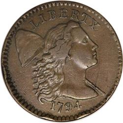 1794 1C No Fraction Bar--Scratched, Rims Damaged--ANAC