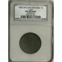 1803 1C Small Date, Small Fraction--Corroded--NCS. AU