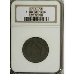 1810 1C VF35 NGC. S-284, B-5, R.3. The scarcest Sheldo