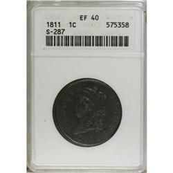 1811 1C XF40 ANACS. S-287, B-1, R.2. Deep steel-blue a