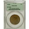 1839 1C Booby Head MS62 Brown PCGS. N-5, R.3. A well s